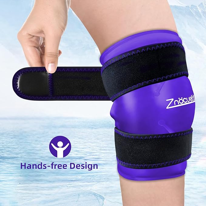 ZNÖCUETÖD Enhanced Knee Ice Pack Wrap for Pain Relief, Large Gel Ice Pack for Knee Leg Injuries Reusable with Cold Compression for Tendonitis, Arthritis, Swelling, Bruises, Surgery Recovery