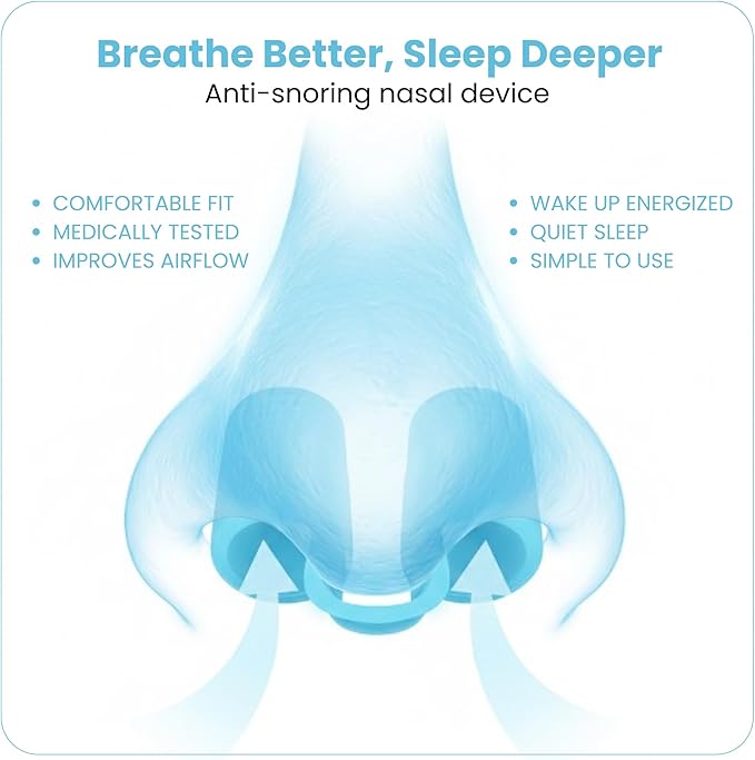 Nasal Dilators for Sleeping – Nose Opener & Nose Breather (4 Sizes S/M/L/XL) Internal Anti Snoring Nose Vents – Soft Silicone Nasal Expander for Better Airflow & Night Breathing