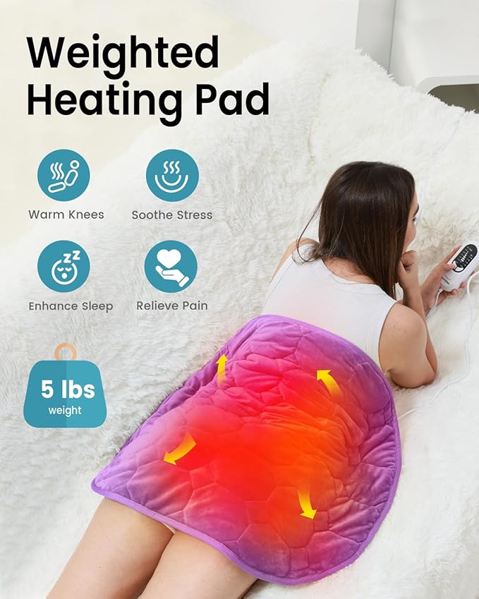 immtree Weighted Heating Pad for Deeper Pain Relief, 5lbs XXXL Size(29x24) with Fast Heat Technology, Heated Blankets for Adults, Relief for Back and Shoulder and Knee, Christmas Gifts for Women