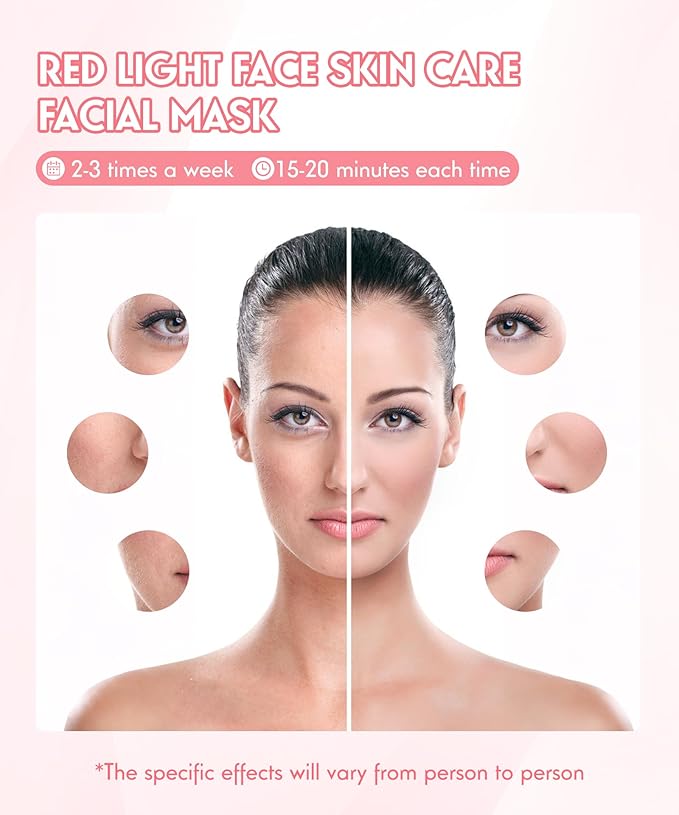 Yahi Red Light Therapy Mask for Face, Cordless 7-in-1 Red Light Mask with 850nm NIR LED Face Mask Light Therapy for Anti-Acne & Anti-Aging, USB-C rechargeable for Use at Home Work Travel, White