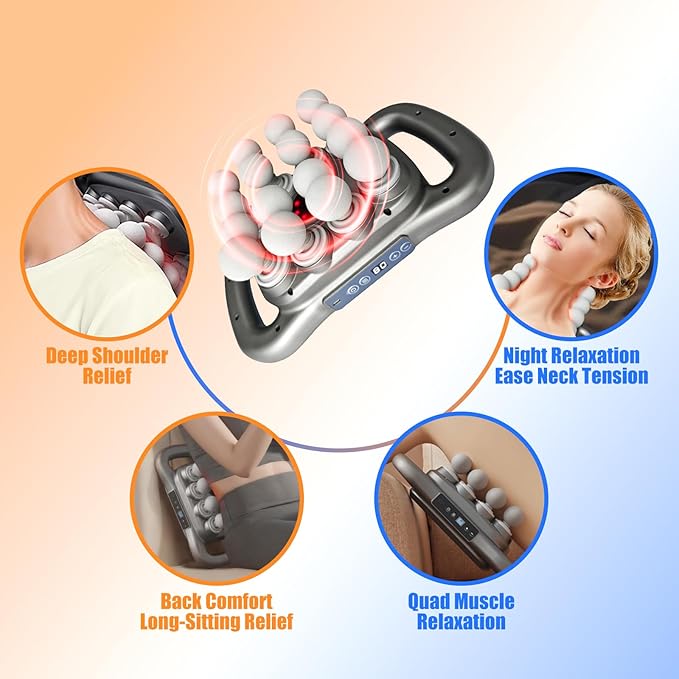 chinensis 16 Head Massage Gun Deep Tissue Percussion Muscle Massager - 9 Speeds Handheld Electric Body Massager for Athletes, Quiet Fascia Gun for Back Neck Shoulder Pain Relief, Gifts for Men Women