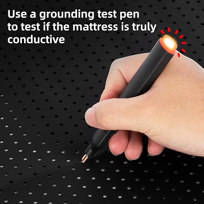 Grounding Mat for Bed,Grounding Pad for Sleeping, Improved Sleep, with grounding Test Pen and grounding Cord (Black, Twin XL(39.1 * 27.4inch))