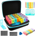 Monthly Medicine Pill Organizer 2 Times a Day, Travel Pill Box with Labels and Pill Cutter, Medication Organizer with 31-Day Compartments, Portable Vitamin Holder Storage Case with Hard Shell
