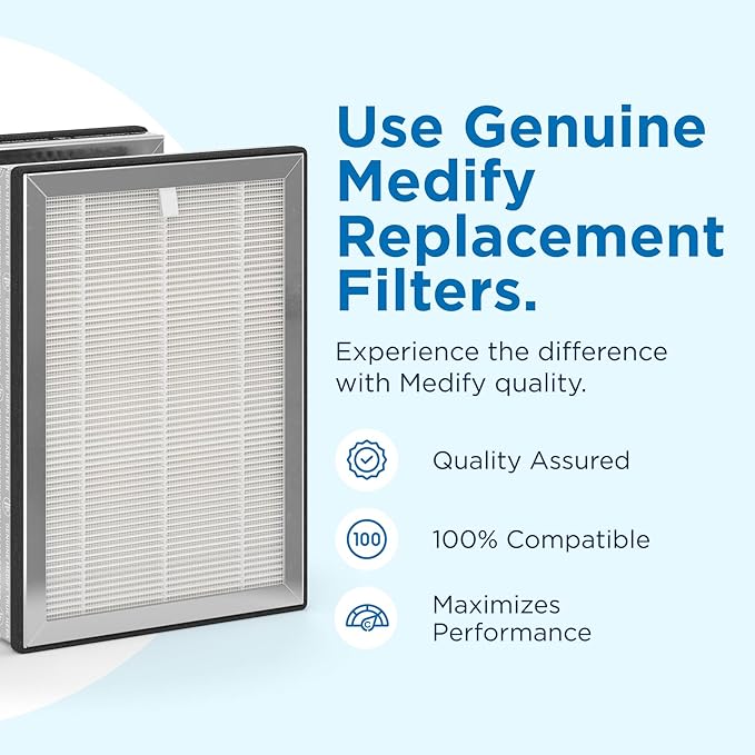 Medify MA-25 Genuine Replacement Filter Set for Allergens, Smoke, Wildfires, Dust, Odors, Pollen,Pet Dander | 3 in 1 with Pre-filter, True HEPA H13 and Activated Carbon for 99.9% Removal | 1-Pack