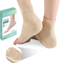 Welnove Achilles Tendonitis Heel Protector Socks - 4 Pcs Achilles Tendon Support Compression Socks - Gel Padded Sleeve for Cushion & Protection of Bursitis, Tenderness, Dry Cracked (Beige,Regular)