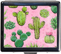 Silver Vintage Pill Box 7 Day Metal Pill Box with Mirror and 8 Compartments Cute Travel Pill Organizer for Purse (Cactus Pink)
