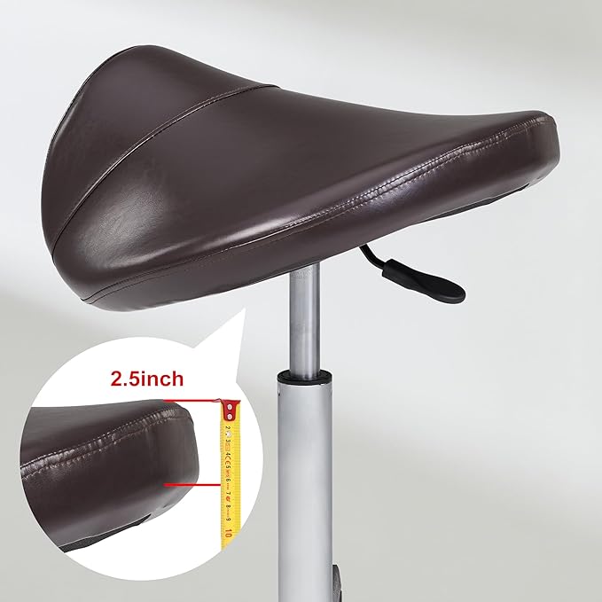 Master Massage Ergonomic Saddle Chair-Saddle Stool- Hydraulic Swivel Rolling Chair-Salon Clinical Tattoo Dentist Clinic Stool, Spas, Salons Stools, Workshop Office-Coffee