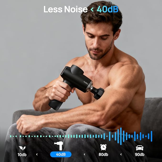 Professional Muscle Massage Gun with Heat, Portable Handheld Muscle Massager, Percussion Back Body Masajeador 12mm Amptitude for Athletes, Runner,FSA Eligible & HSA Approved