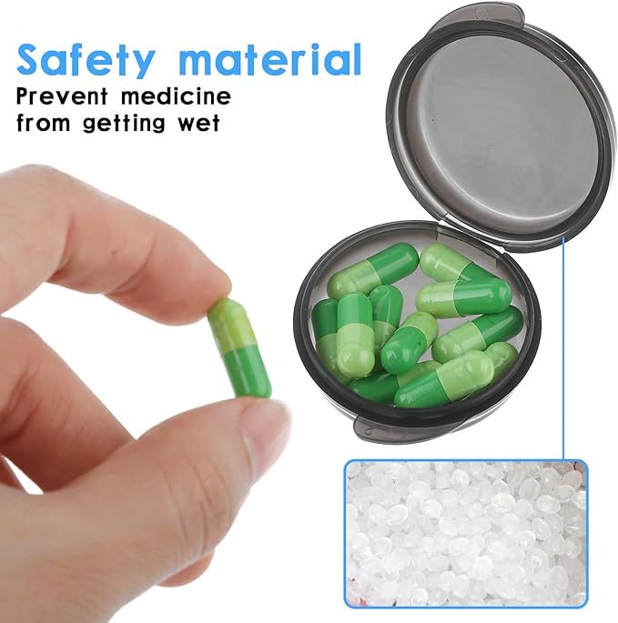 5PCS Small Pill Box, Travel Round Pill Case, Portable Medicine Pill Container Holder, Daily Mini Pill Organizer for Purse Pocket to Hold Vitamin Medication Fish Oil Supplement