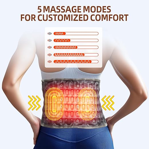 Red Light Therapy Decompression Back Belt with Heating, Vibration Massage & Electric Pump, Cordless Inflatable Back Brace for Lower Back Pain Relief, One Size Fits 29–49" Waist – Blue