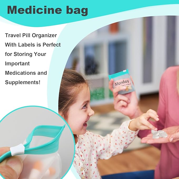 MARFOREVER 39 Pcs Pill Pouch Bags, Reusable Medicine Bags Pill Pouches Zippered Medicine Packets Travel Pill Organizer 28 Pcs Plastic Pill Bags with Slide Lock 10 Sheets Labels and 1 Pc Marker