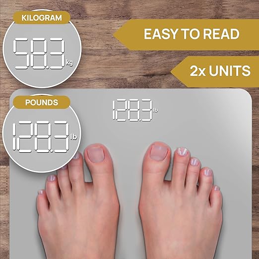 INEVIFIT Bathroom Scale, Highly Accurate Digital Bathroom Body Scale, Measures Weight up to 400 lbs. Includes Batteries
