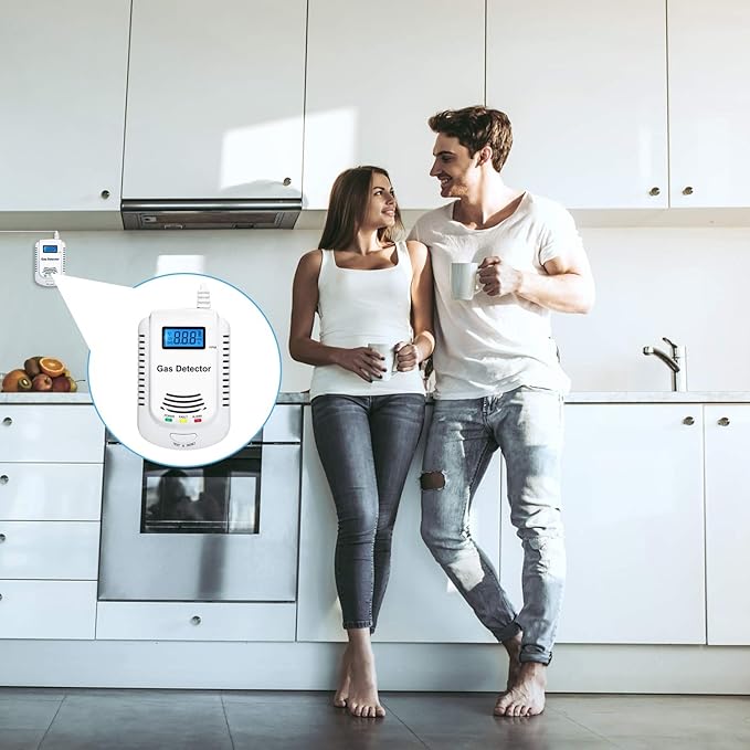 Carbon Monoxide and Natural Gas Detector,Combination Carbon Monoxide and Gas Detector Plug in for Home,Bedroom,RV (2 Packs)