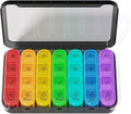 Zoksi Pill Organizer 4 Times a Day, BPA Free Weekly Travel Pill Box，Daily Pill Case with 28 Compartments to Hold Medicine, Vitamin and Supplement(Black)