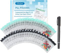 Serfeymi 72 Pcs Pill Pouch Bags for Travel Reusable Plastic Bags 3"x3" 12 mil (Double Sided) Translucent Zipper Pill Pouches for Medicine with Slide Lock & Writable Label, 1x Marker-Green+Black