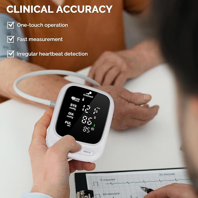 Blood Pressure Monitor Upper Arm Automatic Talking Blood Pressure Cuff, Rechargeable Blood Pressure Machine for Home Use Digital Led Display, Adjustable 8.7"-16.5" Large BP Cuff Dual User Model