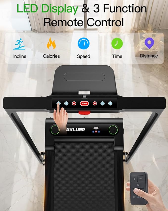 Walking Pad with Incline, Akluer Incline Treadmills for Home, 2.5 HP Under Desk Treadmill Small with Remote Control, Walking Pad Small Treadmill with LED Display
