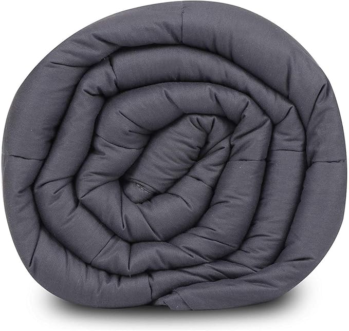 Nova Microdermabrasion Weighted Blanket (15 lbs, 48”x72” Grey) Cooling Breathable Heavy Blanket for Adults All Season Microfiber Material with Glass Beads Soft Thick Comfort Blanket