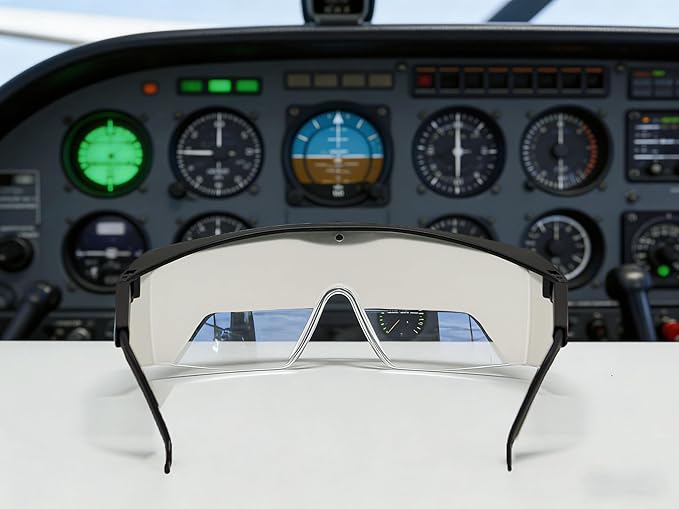 IFR Foggles for Aviation - Pilot Training Glasses with Adjustable Strap and Light Gun Signals Card - View Limiting Device for Instrument Flight