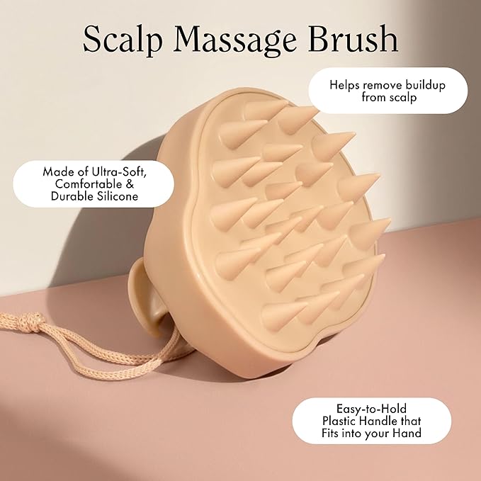 Rizos Curls Scalp Massage Brush, Remove Buildup, Stimulate Scalp Supporting Hair Health & Growth, Remove Dandruff Soothing Scalp, Comfortable Hold, Nude