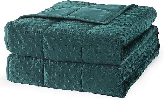 Mr. Sandman Weighted Blanket for Adults, Soft Cooling Heavy Minky Blanket for Sleep, Washable Throw Blanket with Glass Beads, 48 x 72in, 15 lbs, Dark Green