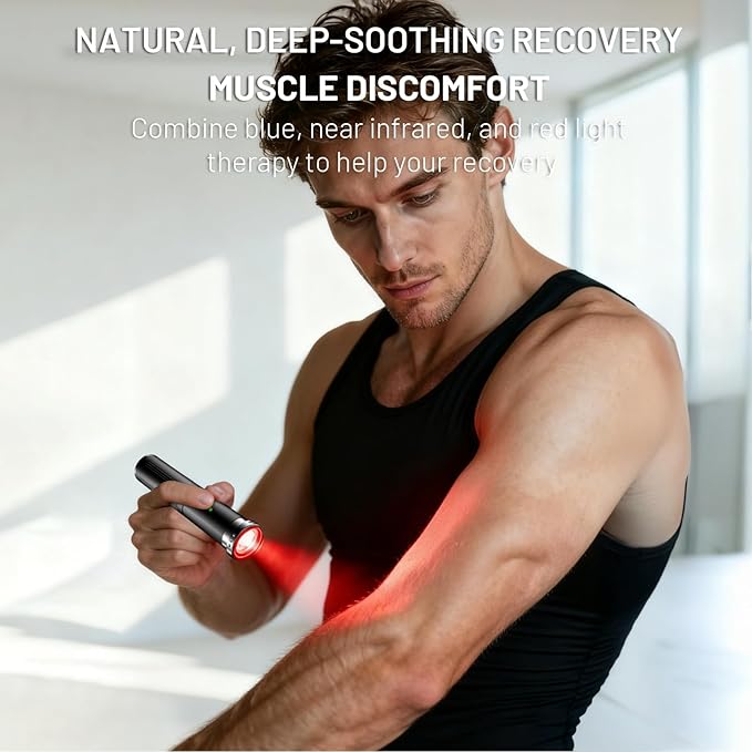 HomeCare Red Light Therapy Wand, Portable Handheld Red & Infrared Light Therapy Device with 5 Wavelengths (460/630/660/850/900nm), 10Hz Pulse, Smart Memory, Rechargeable for Face & Body Care