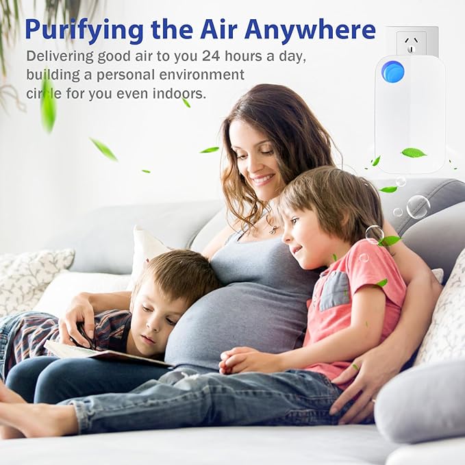 Ion Clear Air purifiers Plug in Air Ionizers for Home Portable and Quiet Ionic Air Purifiers for Bedroom Toilet Office Kitchen and Pets(2)
