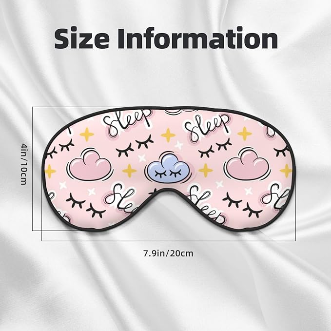 Cute Cloud Sleep Mask Eye Mask with Adjustable Strap Eye Sleep Shade Cover Blocks Light for Women Men Airplane Travel Nap