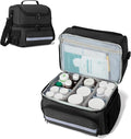 CURMIO Medicine Storage Bag, Double Layers Pill Bottle Organizer with Inner Dividers for Medication, Vitamins, Prescription Bottles, Medical Supplies, Black (Patent Design)