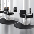 Salon mats for Hair Stylist 3'x4' Barber Shop Salon Chair Mats - Black Semi Circle Anti-Fatigue Floor Mat for Salon Chair - 5/8" Thick Salon Standing Mat