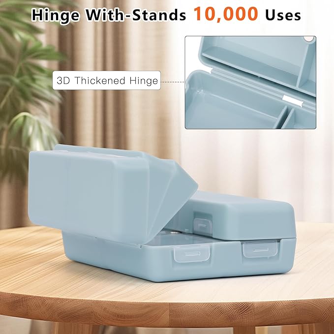 FYY Daily Pill Organizer, 7 Compartments Portable Travel Pill Case, [Folding Design] for Purse Pocket to Hold Vitamins,Cod Liver Oil,Supplements and Medication-Blue