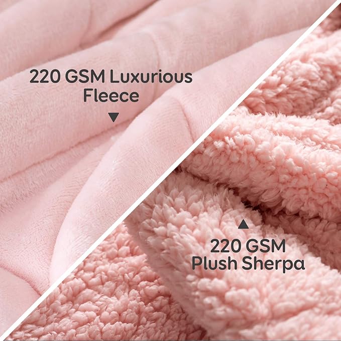 Cottonblue Weighted Blanket Twin 15 Pounds for Adults, Plush Blankets for Sofa Bed, Heavy Blanket with Glass Beads, Thick Fuzzy Blanket with Soft Plush Flannel for Winter Xmas, 48x72inch, Blush Pink