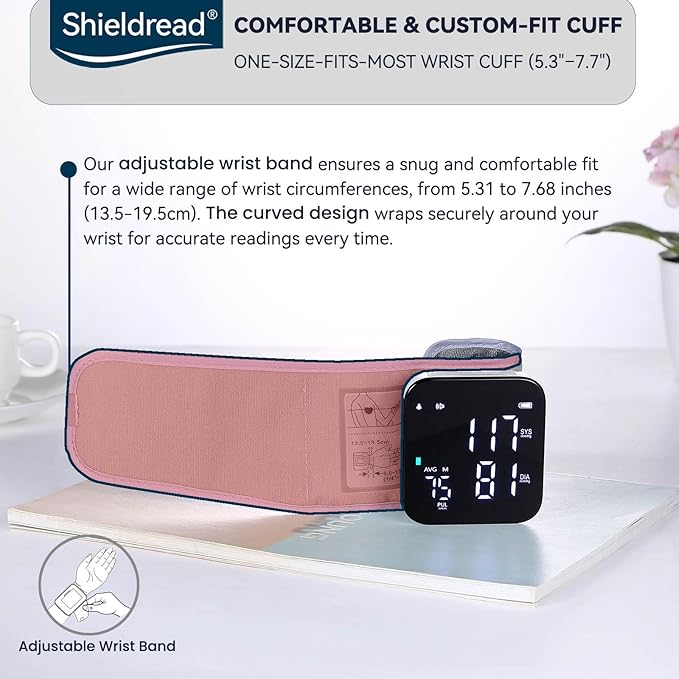 Rechargeable Blood Pressure Monitor Adult Cuff, Blood Pressure Cuff Wrist with Voice Broadcast, Blood Pressure Machine with Irregular Heartbeat, Including Travel Case & USB Cable