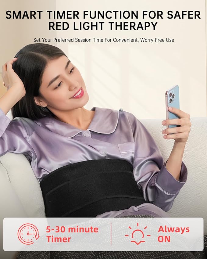Large Red Light Therapy Belt for Body Pain Relief, 51.2"x7.87", 150 LEDs (660nm+850nm), 3 Therapy Modes & Timer, 5 Intensity Levels, Red Light Therapy Wrap for Arms, Back, Waist & More