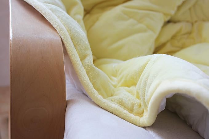 ALANSMA Reversible Weighted Blanket for All Season, Luxury Velvet, Warm and Cool, Adult 15Lb Yellow Weighted Blanket, Enjoy Sleeping Anywhere(Light Yellow,60"x80" 15lbs)
