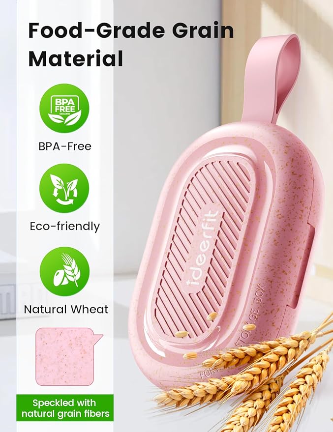 Travel Pill Organizer, Adjustable 3-6 Compartments Portable Pill Box, Small Pill Case Daily Medicine Container Moisture Proof Storage to Hold Vitamin Fish Oil Supplement for Pocket Purse-Pink