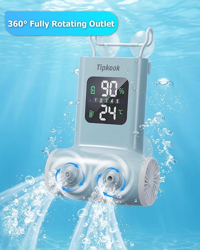 Portable Bath Jets for Tub: 5-Speed Jet Spa for Bathtub with LED Display, Bath Jet/Bubble Mode, Rechargeable Bath Jets, Dual Water Outlet, IPX8 Waterproof, Ideal Gift for Home - Blue