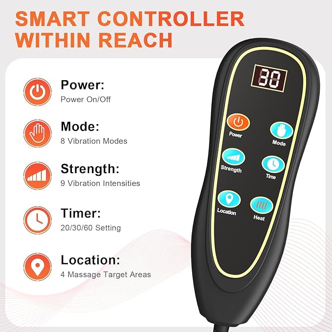 Massage Chair Pad,Back Massager with Heat, Vibration Massage Seat Cushion, 20-30-60 Minutes Auto-Timer,Adjustable Lumbar Support,Chair Massager for Office,Recliner,Gifts for Men,Women