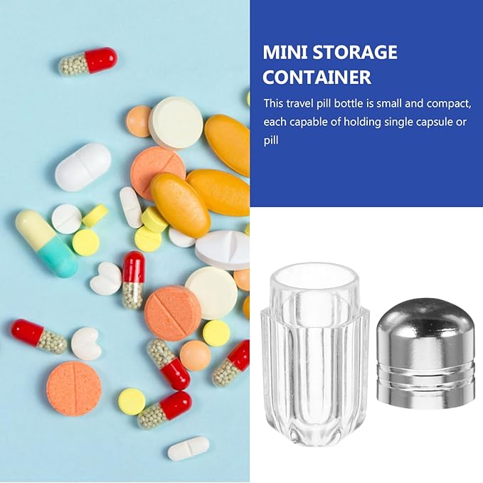 20Pcs Mini Plastic Pill Bottles with Secure Caps Clear Travel Vials for Pills Capsules Medicine Storage and Small Item Organizer