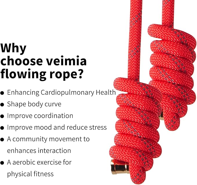 veimia Flow Rope for Fitness High Performance Double Woven Workout Rope Adjustable Flow Jump Rope for Men Women Training Indoor Outdoor Cardio Exercise Rope for beginner