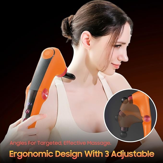Massage Gun with 10 Replacement Heads, Massage Gun with Heat, Back Massager for Pain Relief Deep Tissue, Massager for Shoulder & Back Muscle Recovery, (Orange)