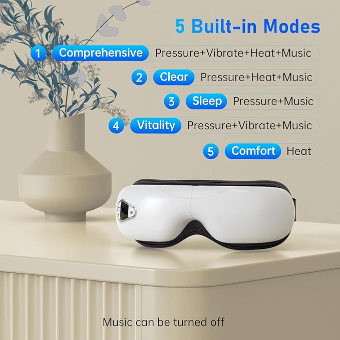 Eye Massager With Heat and Music. Heated Eye Massage for Migraines.Father's Day Birthday Gifts for Mom Dad Women Men Her Him.Eye Mask Massage.Face Massager Mask