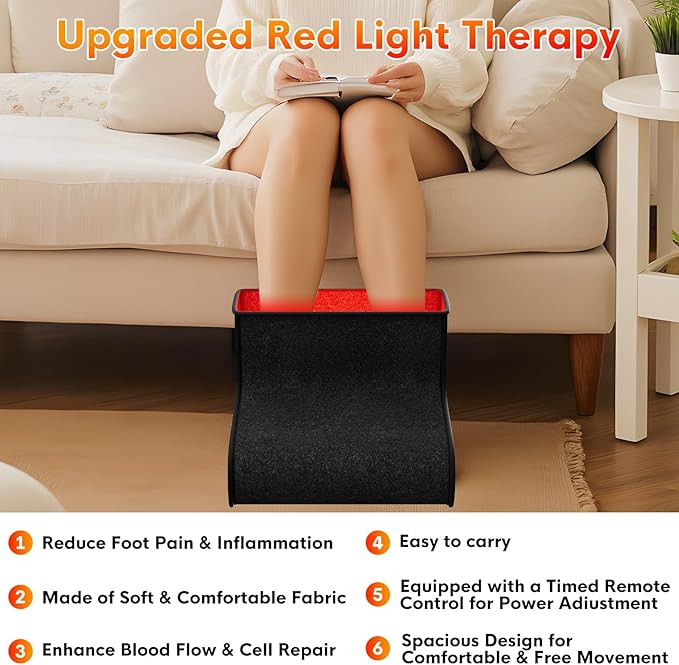 Red Light Therapy for Feet, Dual Wavelength 320 Led,for Achilles Tendonitis & Plantar Fasciitis, Double Side Light Redlight Product for Feet & Ankle Pain,Adjustable Power and Time Controller