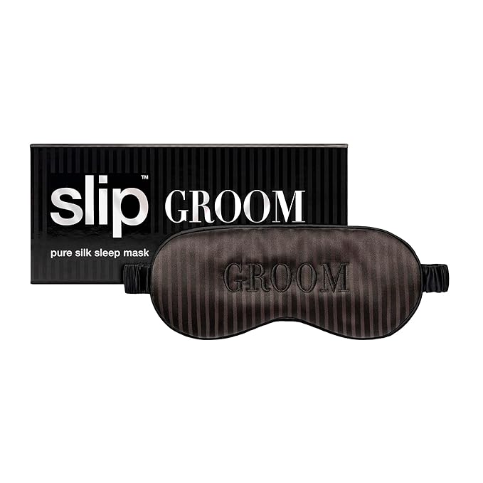 slip Sleep Mask - 100% Pure 22 Momme Mulberry Silk Eye Mask - Comfortable Sleeping Mask with Elastic Band + Pure Silk Filler and Internal Liner, Bridal Collection: Groom