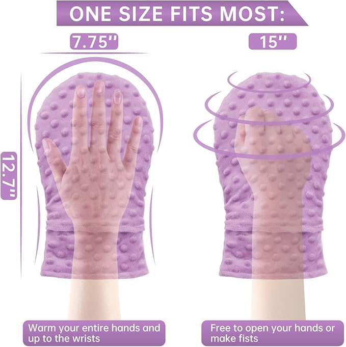 Microwavable Therapy Mittens with Arthritis Compression Gloves,Moist Heat Therapy Relief for Hands and Fingers of Stiff Joints, Trigger Finger, Inflammation, Raynaud's, Carpal Tunnel (Lavender)