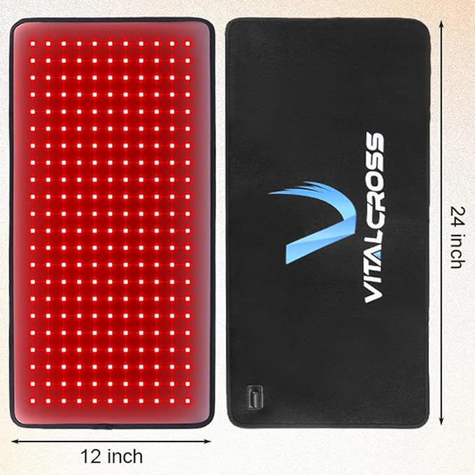 Large Red Light Therapy Pad for Body 24"x12", 660nm & 850nm Near Infrared Light Therapy Mat 35w with 10-90min Timer Setting for Back, Waist, Shoulder & Joints Alleviate Discomfort