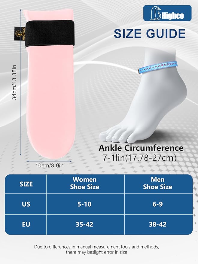 highco Ankle Ice Pack Wrap for Swelling and Injuries Recovery,Reusable Gel Ice Pack for Foot and Ankle,Ice Cold Compression Sock for Foot Heel Wrap,Tendonitis,Plantar Fasciitis,Swelling,Sprained,Pink