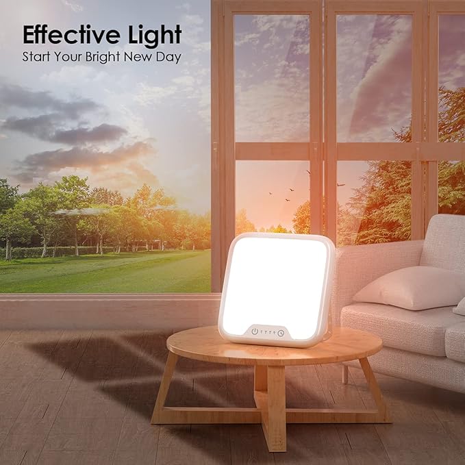 Light Therapy Lamp, 10000 Lux LED Sunlight, Touch Control Sun Lamp Daylight Lamp with Stepless Brightness Levels and 4 Timer & Memory Function, 90° Foldable Stand, Portable for Home/Office Use