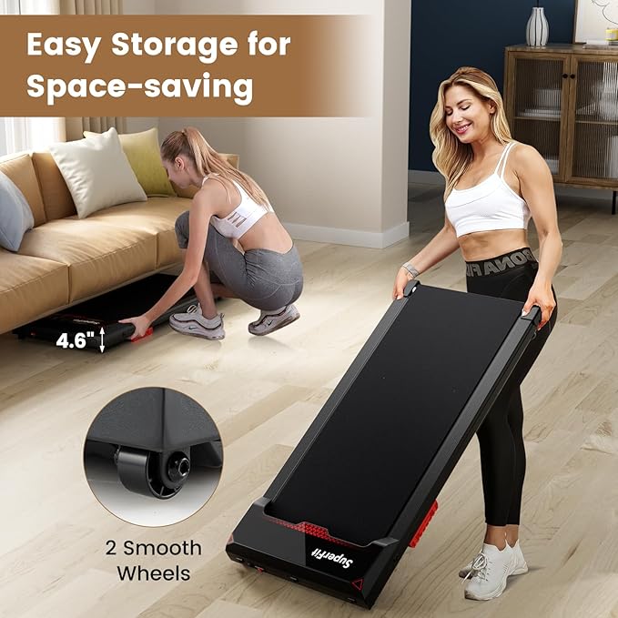 Goplus Walking Pad, 2.5HP 340LBS Capacity Under Desk Treadmill with Remote Control, APP-Enabled and LED Display, Portable Treadmills for Home Small, Office, Installation Free