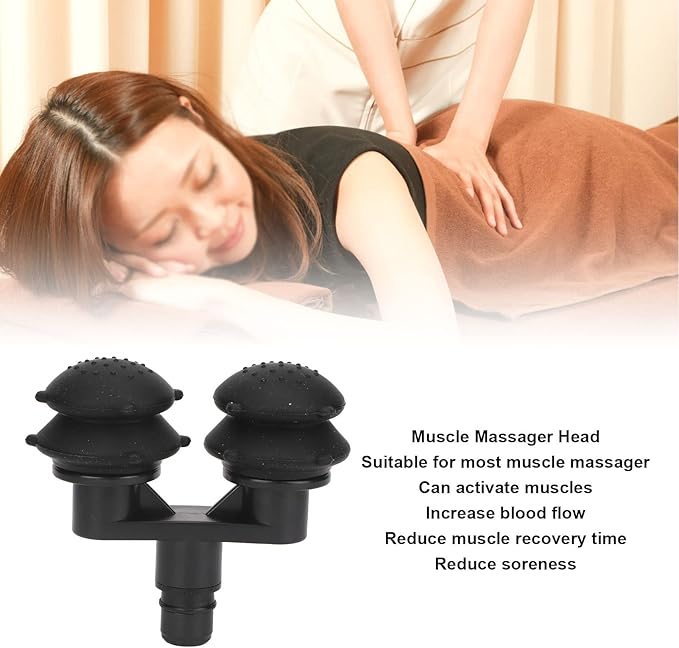 YUYTE Massage Gun Heads,Massager Replacement Head, 0.7in Outer Diameter Silicone Odourless Muscle Relaxation Massage Attachment Head Black